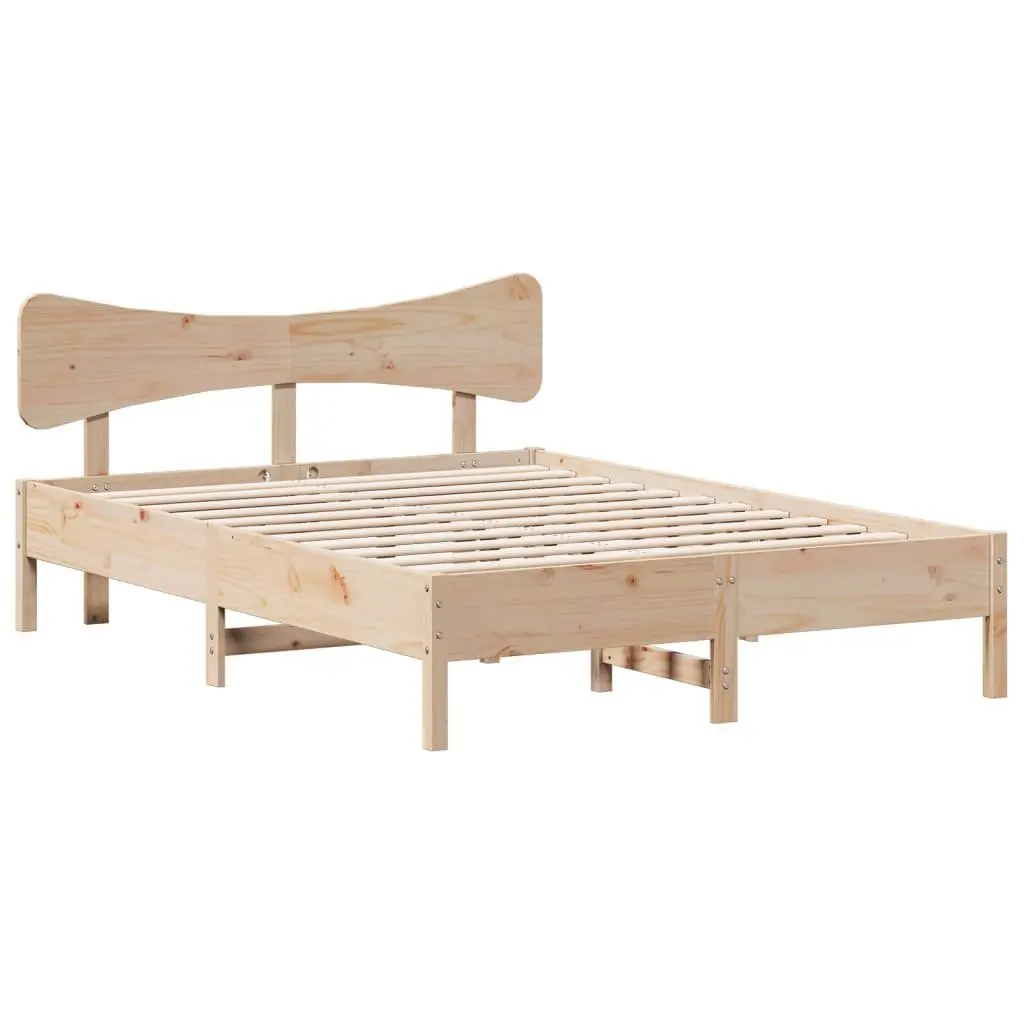 Solid Wood Pine Bed Frame Slatted Base 135x190 cm Brown