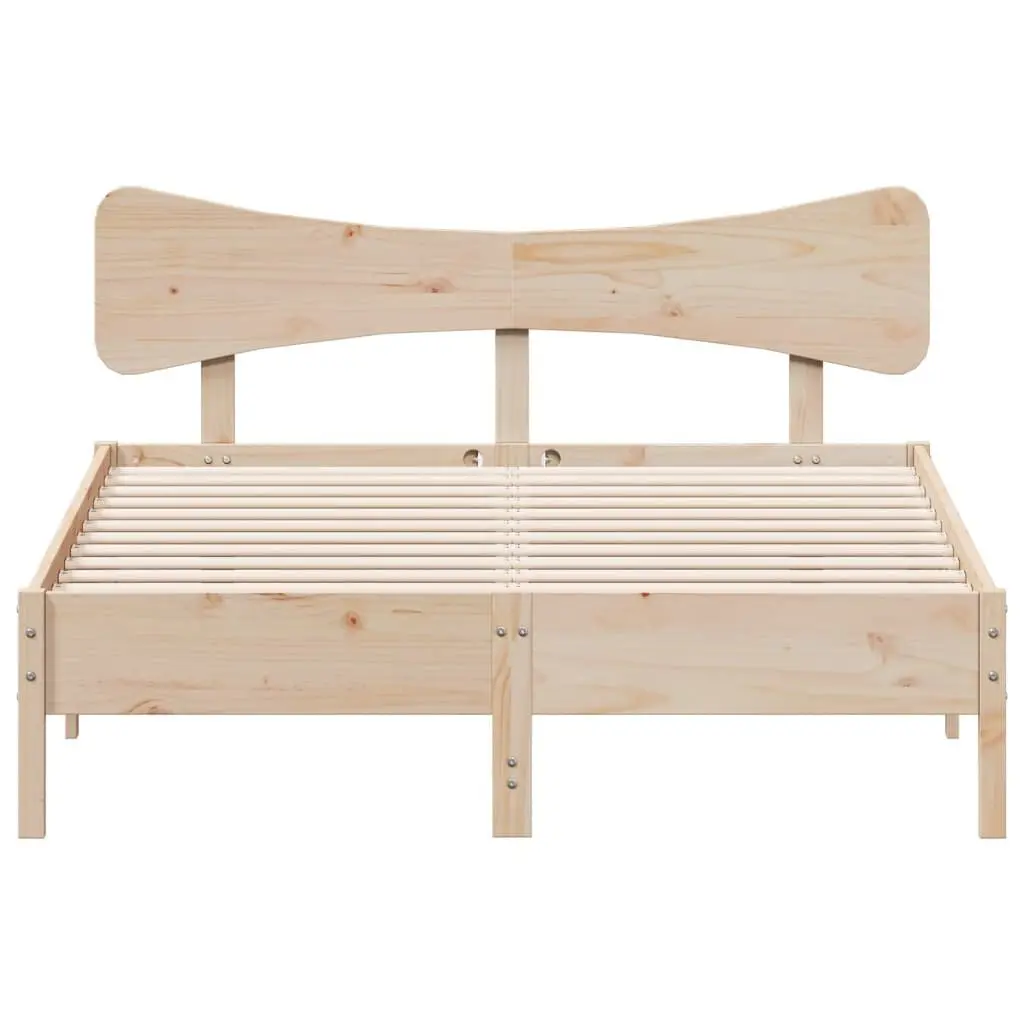 Solid Wood Pine Bed Frame Slatted Base 135x190 cm Brown