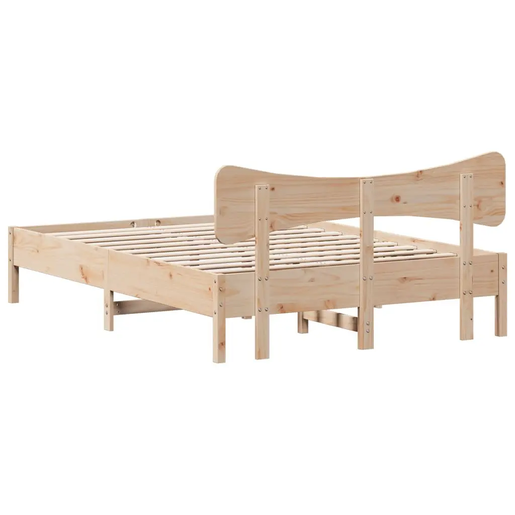 Solid Wood Pine Bed Frame Slatted Base 135x190 cm Brown
