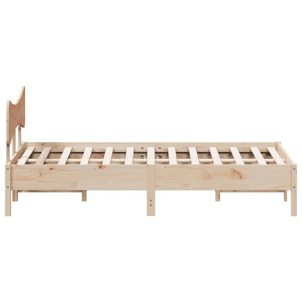 Solid Wood Pine Bed Frame Slatted Base 135x190 cm Brown