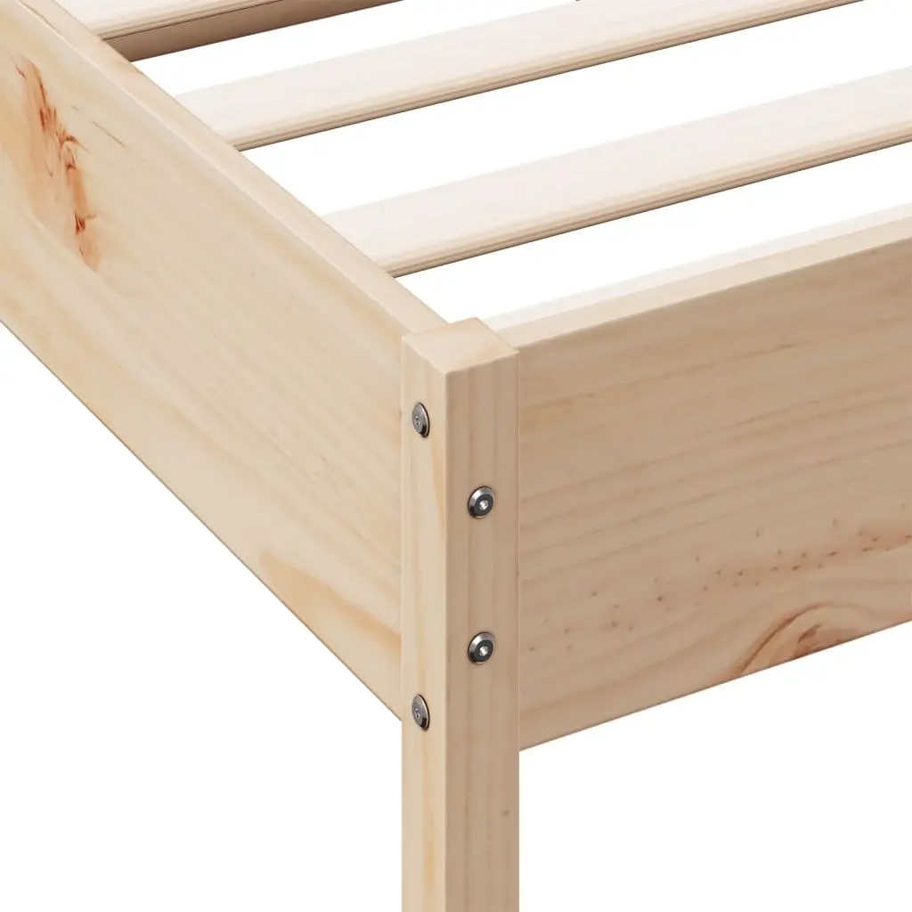 Solid Wood Pine Bed Frame Slatted Base 135x190 cm Brown