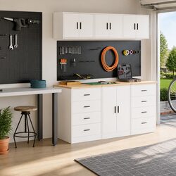 Functional Storage Solutions: 2pc White Garage Cabinets