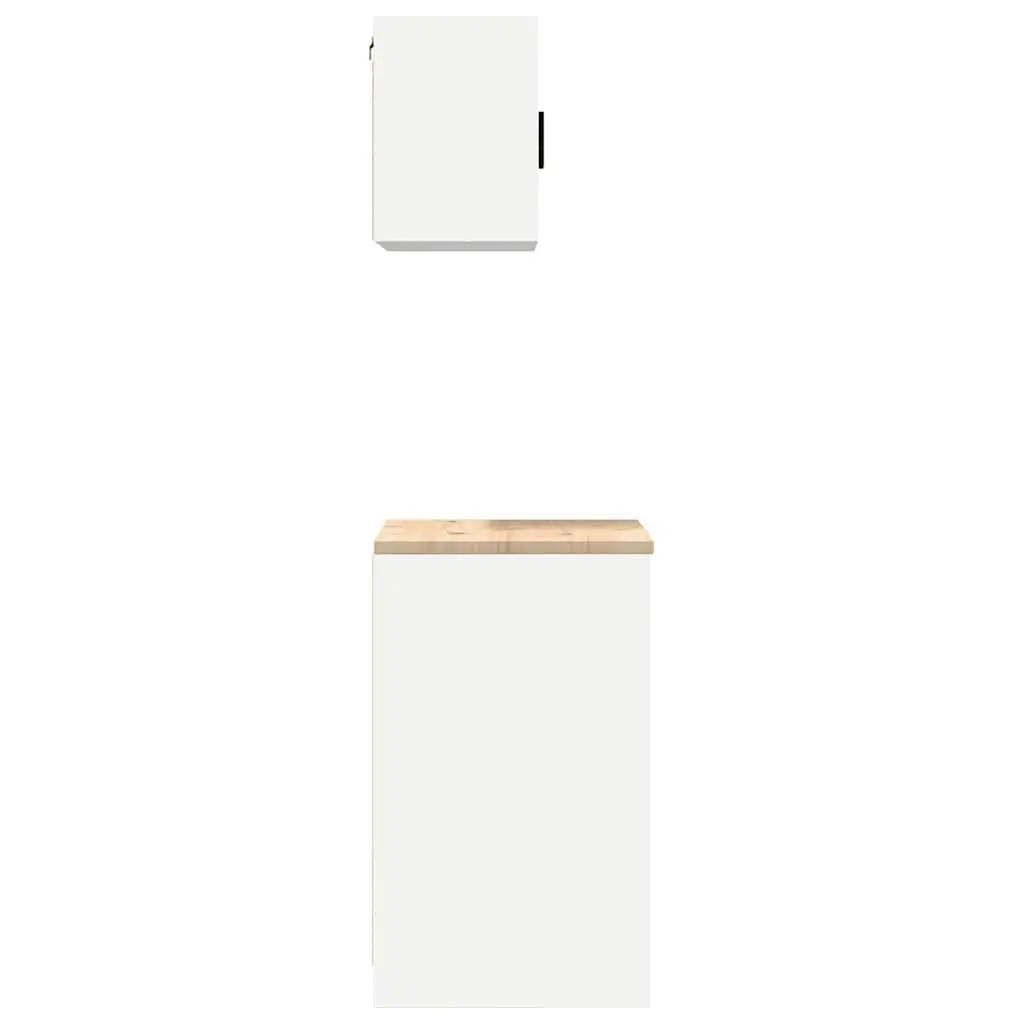 Garage Storage Cabinets 2pc White Engineered Wood Workshop Tool Organiser