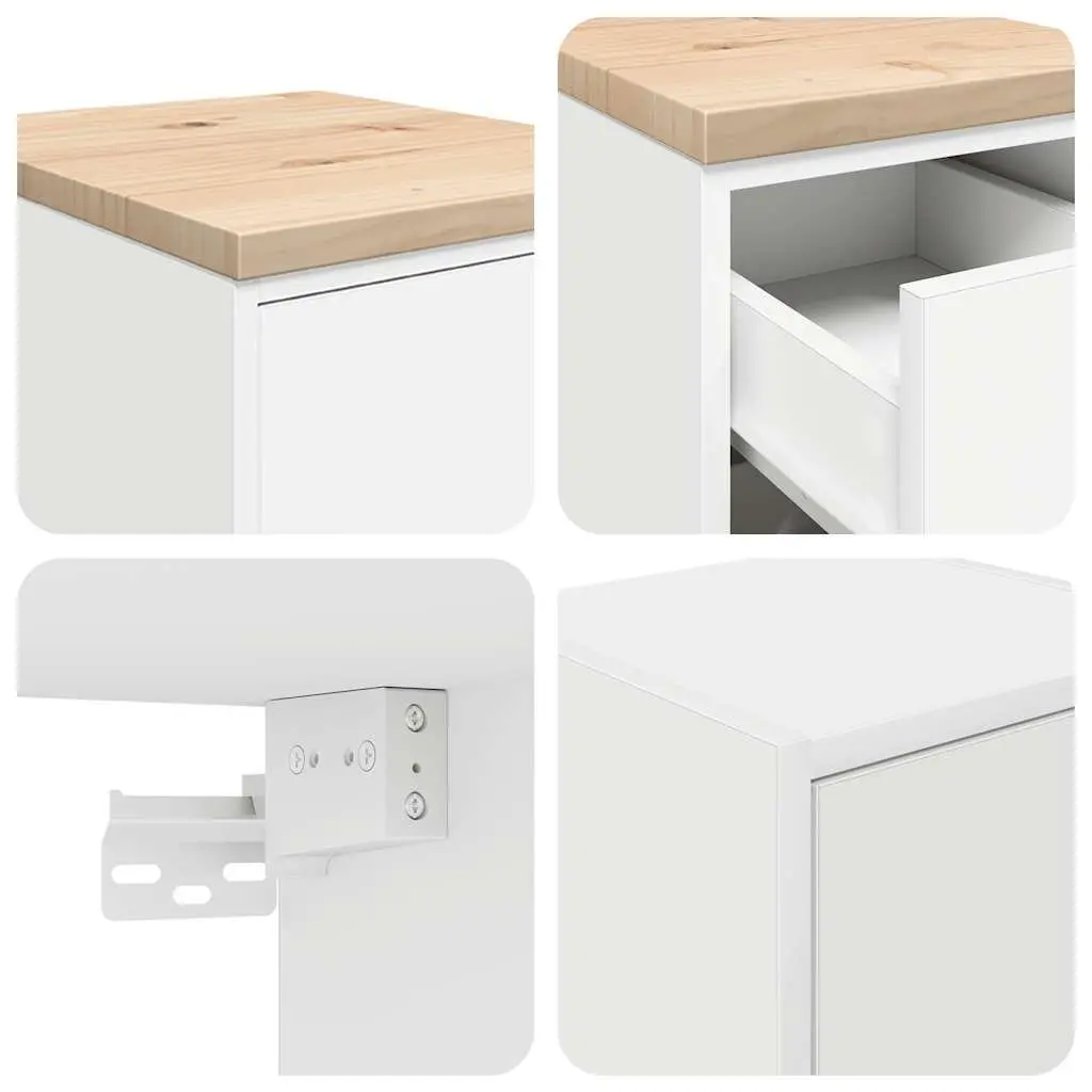 Garage Storage Cabinets 2pc White Engineered Wood Workshop Tool Organiser