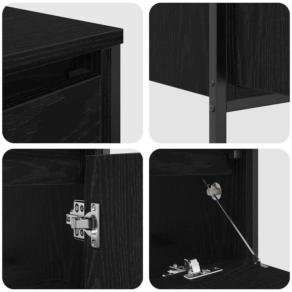 Bathroom Furniture Set Engineered Wood 3 Piece Black Oak