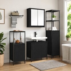 Functional Black Oak Vanity Unit 3 Piece Bathroom Set