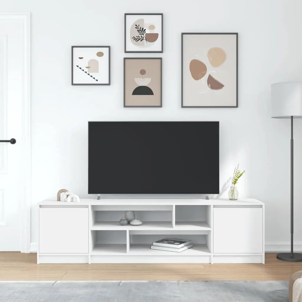 TV Cabinet Engineered Wood 188.5x41x50cm White Storage Unit for Living Room Bedroom