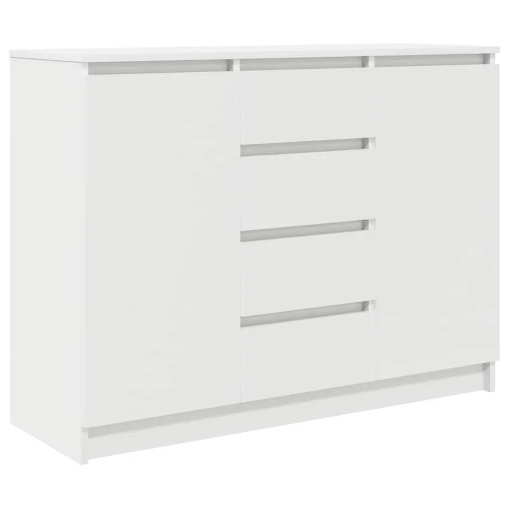 Sideboard Engineered Wood 100.5cm White Storage Cabinet with Drawers and Shelves