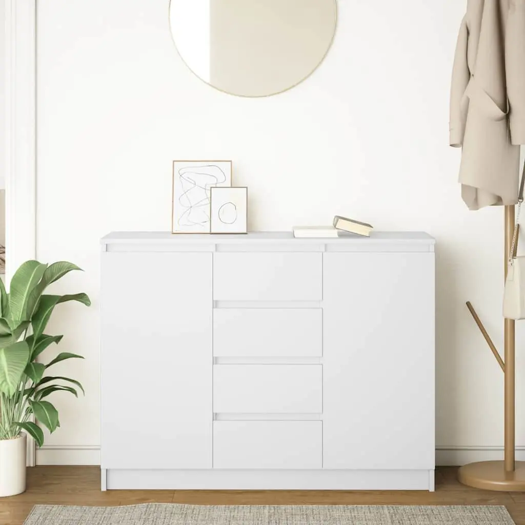 Sideboard Engineered Wood 100.5cm White Storage Cabinet with Drawers and Shelves