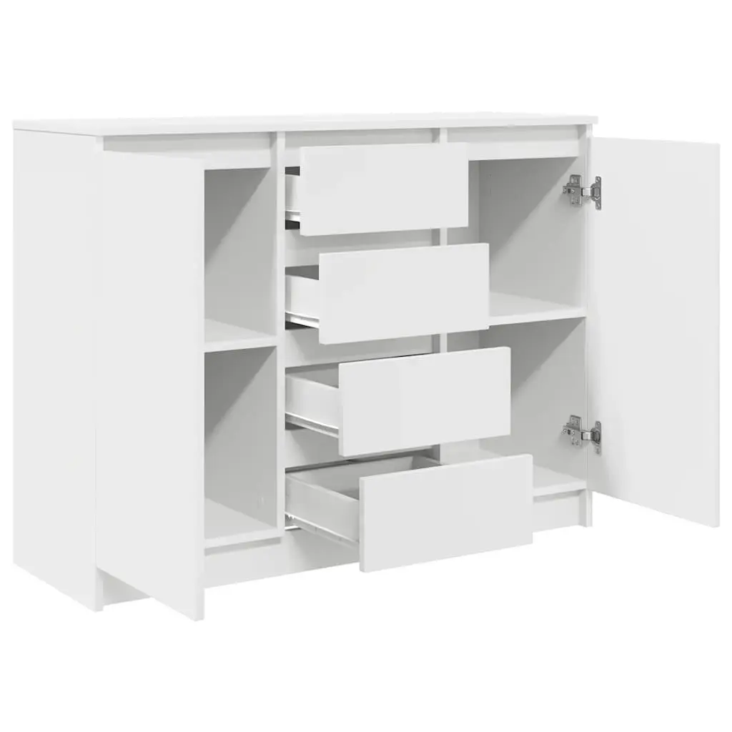 Sideboard Engineered Wood 100.5cm White Storage Cabinet with Drawers and Shelves
