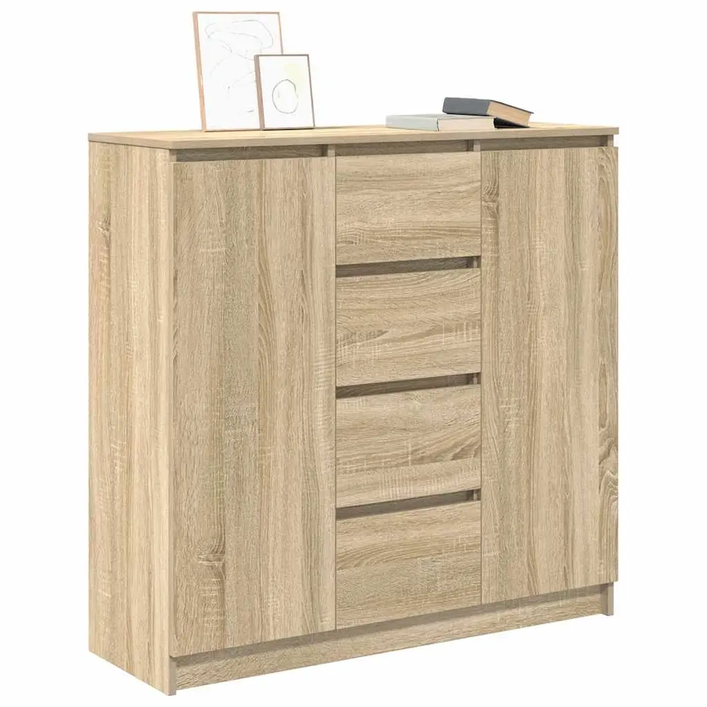 Sideboard with Drawers Doors Shelves Brown Storage Cabinet Engineered Wood