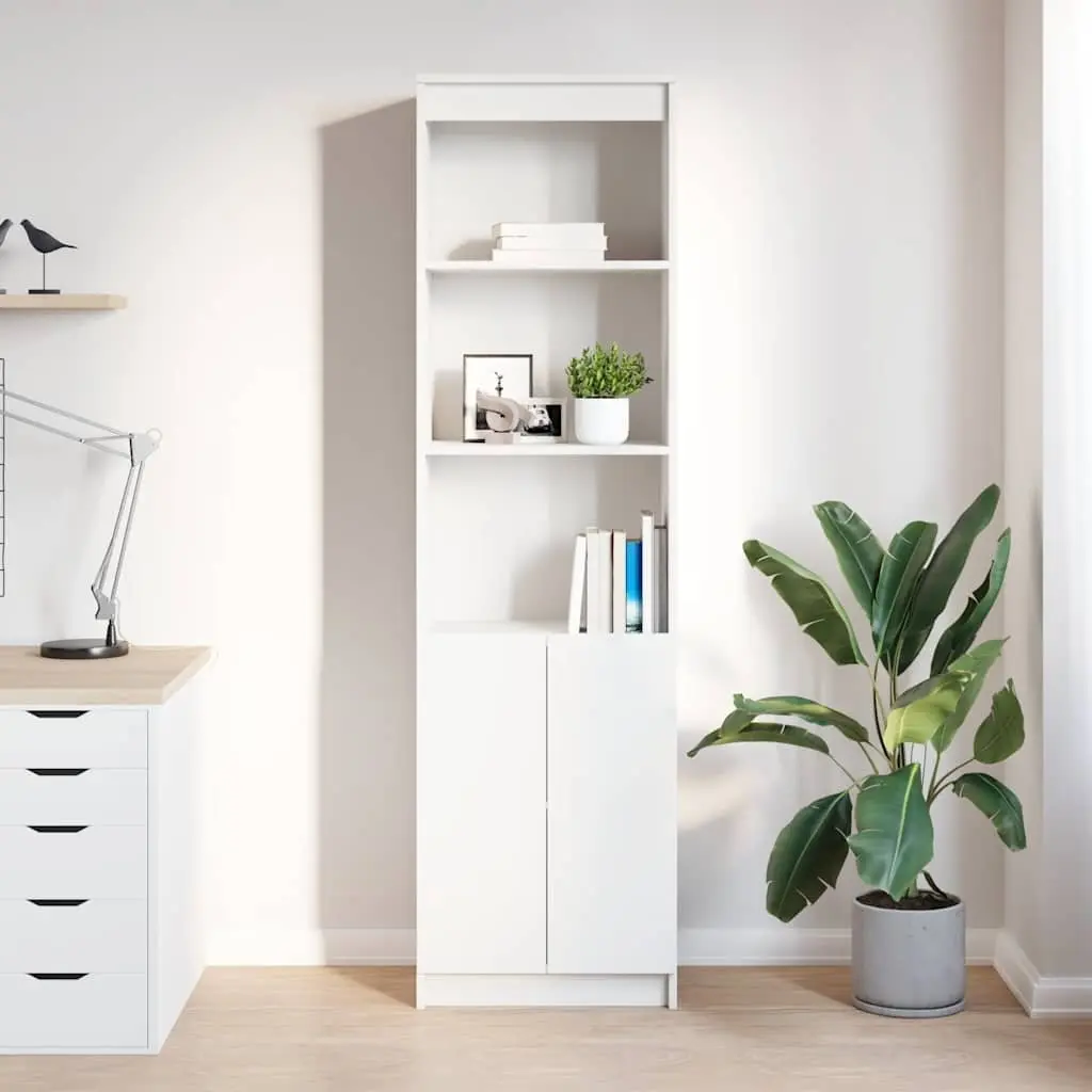 Highboard Storage Cabinet White 50x35x180cm Engineered Wood Tall Cupboard