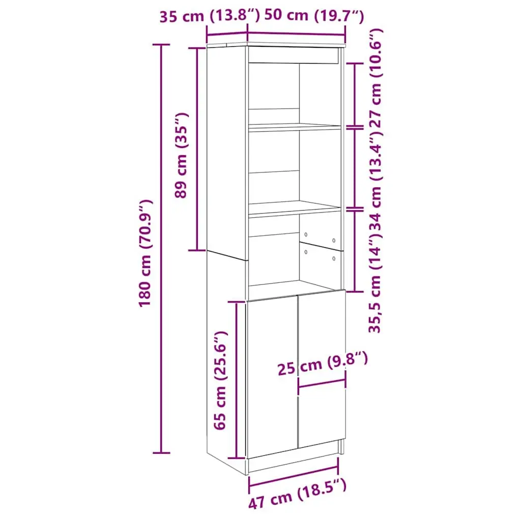 Tall Storage Cabinet Engineered Wood Brown Highboard Buffet for Organizing Dining Living Bedroom Bathroom Spaces