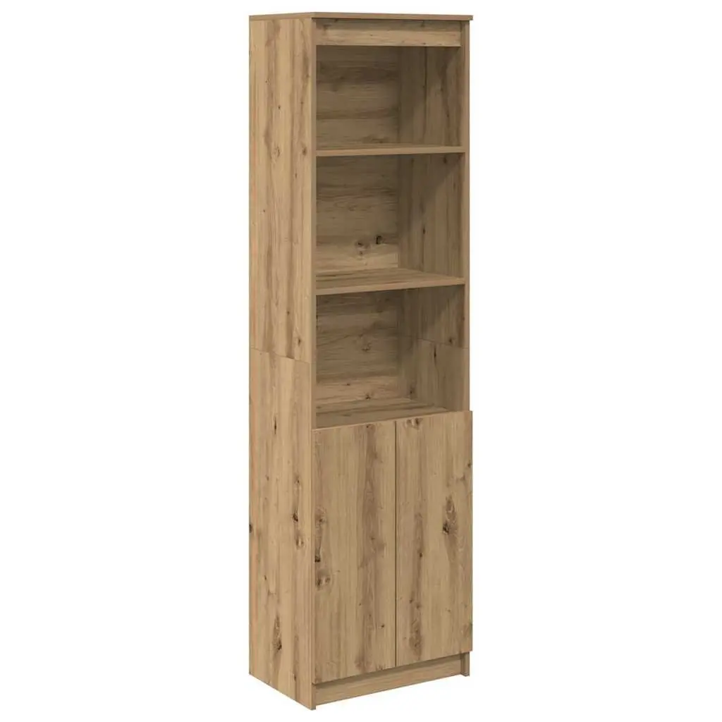 Highboard Storage Cabinet Engineered Wood Tall Brown Cupboard