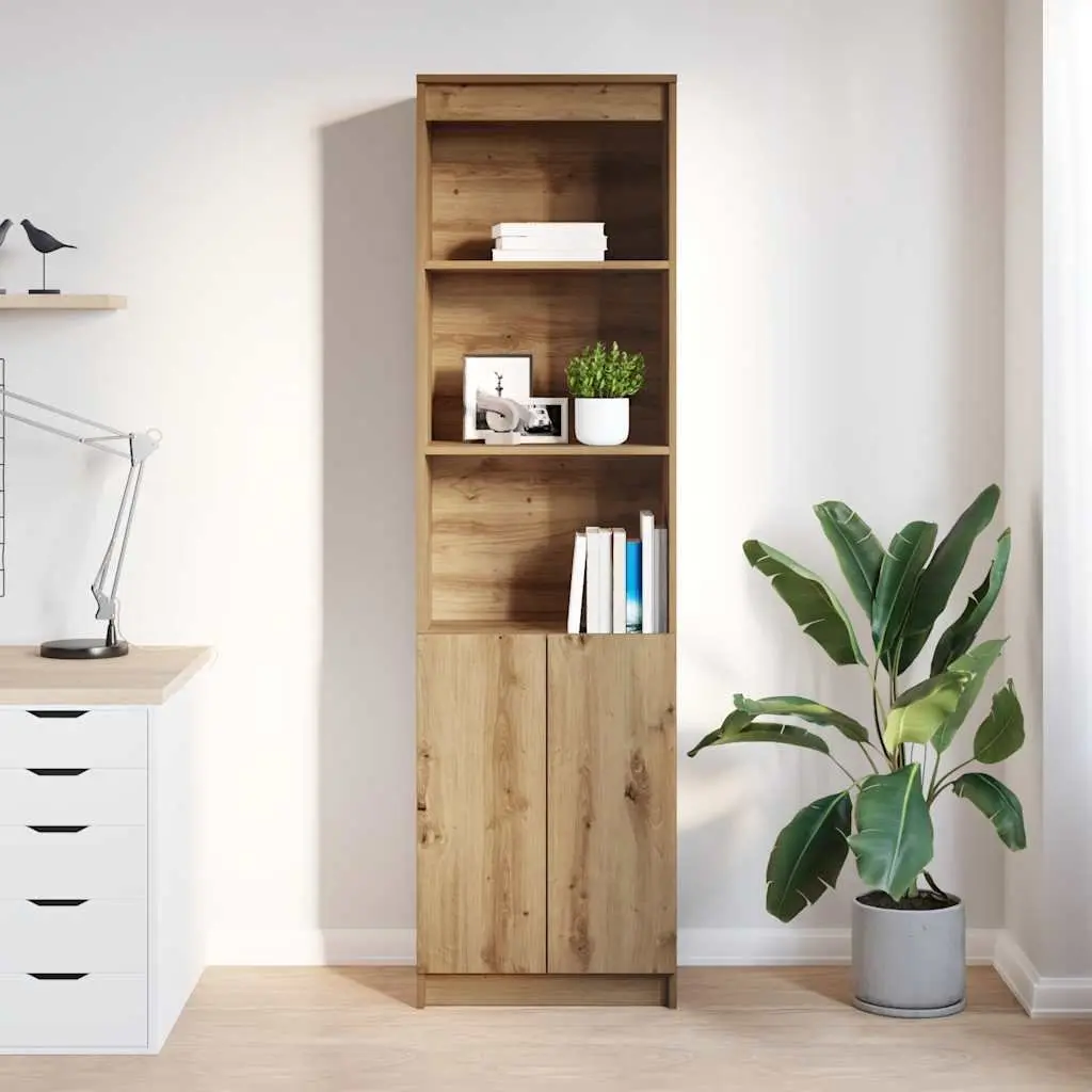 Highboard Storage Cabinet Engineered Wood Tall Brown Cupboard
