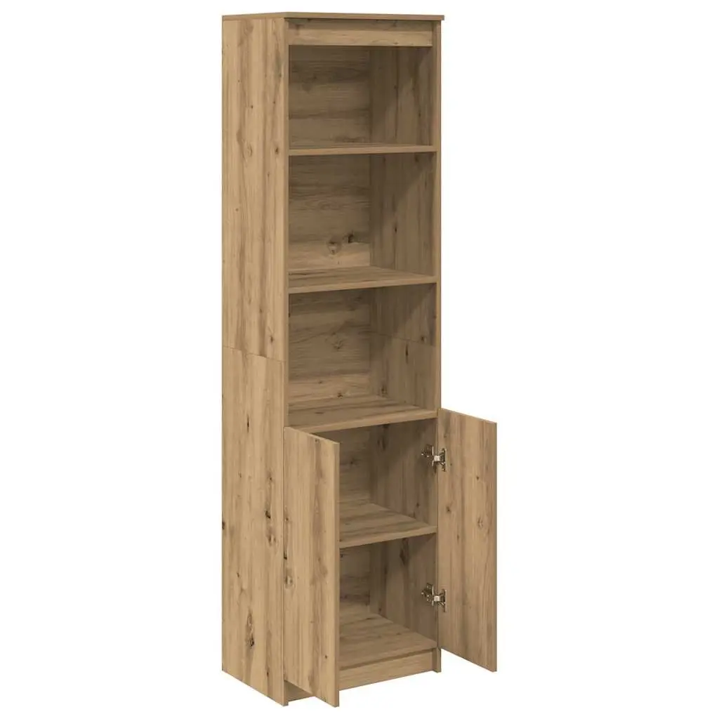 Highboard Storage Cabinet Engineered Wood Tall Brown Cupboard