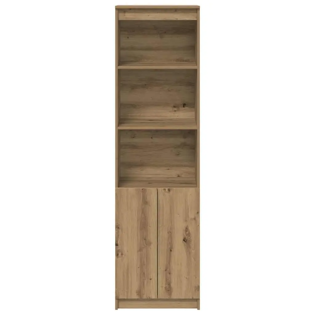 Highboard Storage Cabinet Engineered Wood Tall Brown Cupboard