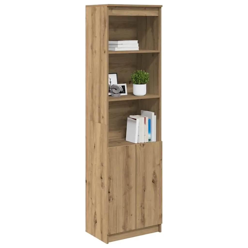 Highboard Storage Cabinet Engineered Wood Tall Brown Cupboard