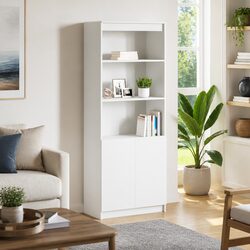 Versatile White Highboard Cabinet 70x35x180 cm for Home Use