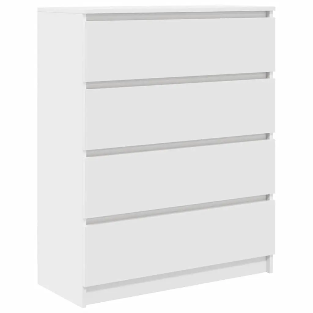 White Sideboard Engineered Wood Storage Cabinet Buffet 80x35x99cm Minimalist Furniture