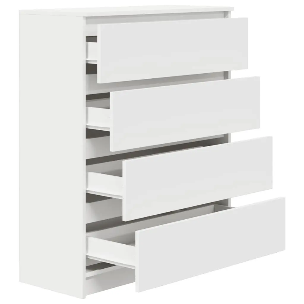 White Sideboard Engineered Wood Storage Cabinet Buffet 80x35x99cm Minimalist Furniture