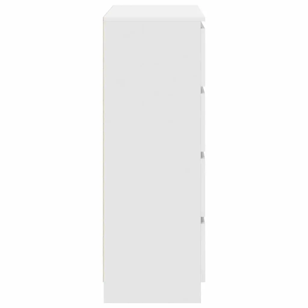 White Sideboard Engineered Wood Storage Cabinet Buffet 80x35x99cm Minimalist Furniture