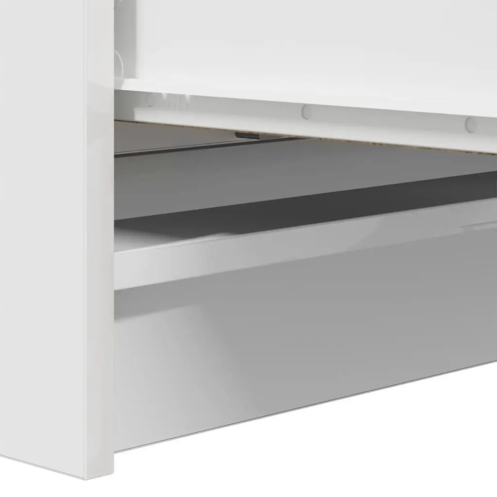 White Sideboard Engineered Wood Storage Cabinet Buffet 80x35x99cm Minimalist Furniture