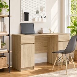 Functional Sonoma Oak Desk with Drawers for Your Workspace
