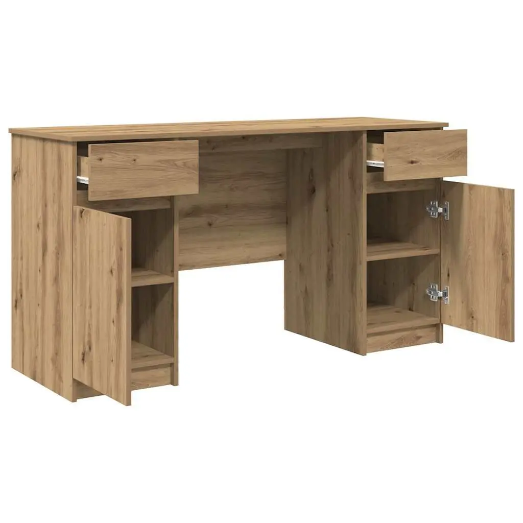 Writing Desk Home Office Furniture Engineered Wood Storage Shelves Drawers Brown