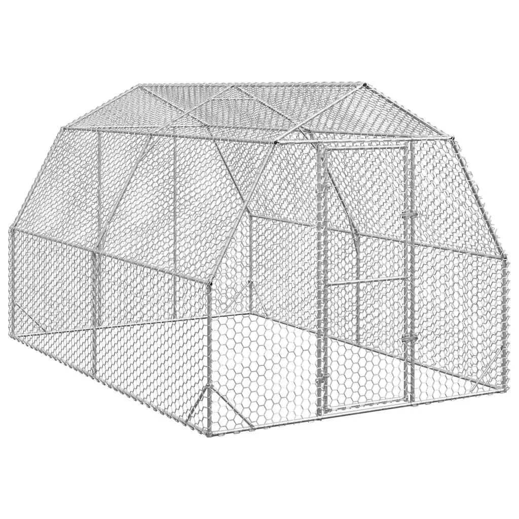Chicken Run Walk-in Enclosure Galvanised Steel Mesh 2.5x4x2.25m Silver Predator Protection