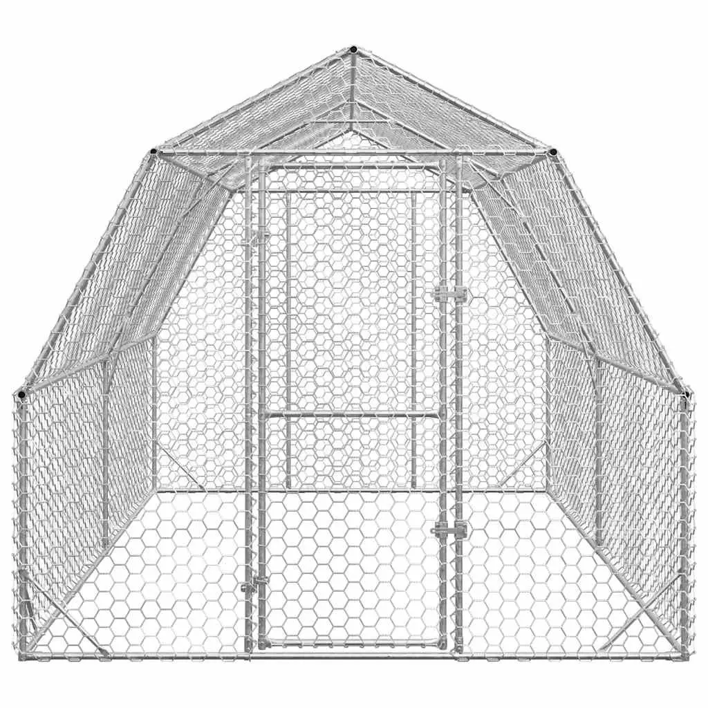Chicken Run Walk-in Enclosure Galvanised Steel Mesh 2.5x4x2.25m Silver Predator Protection