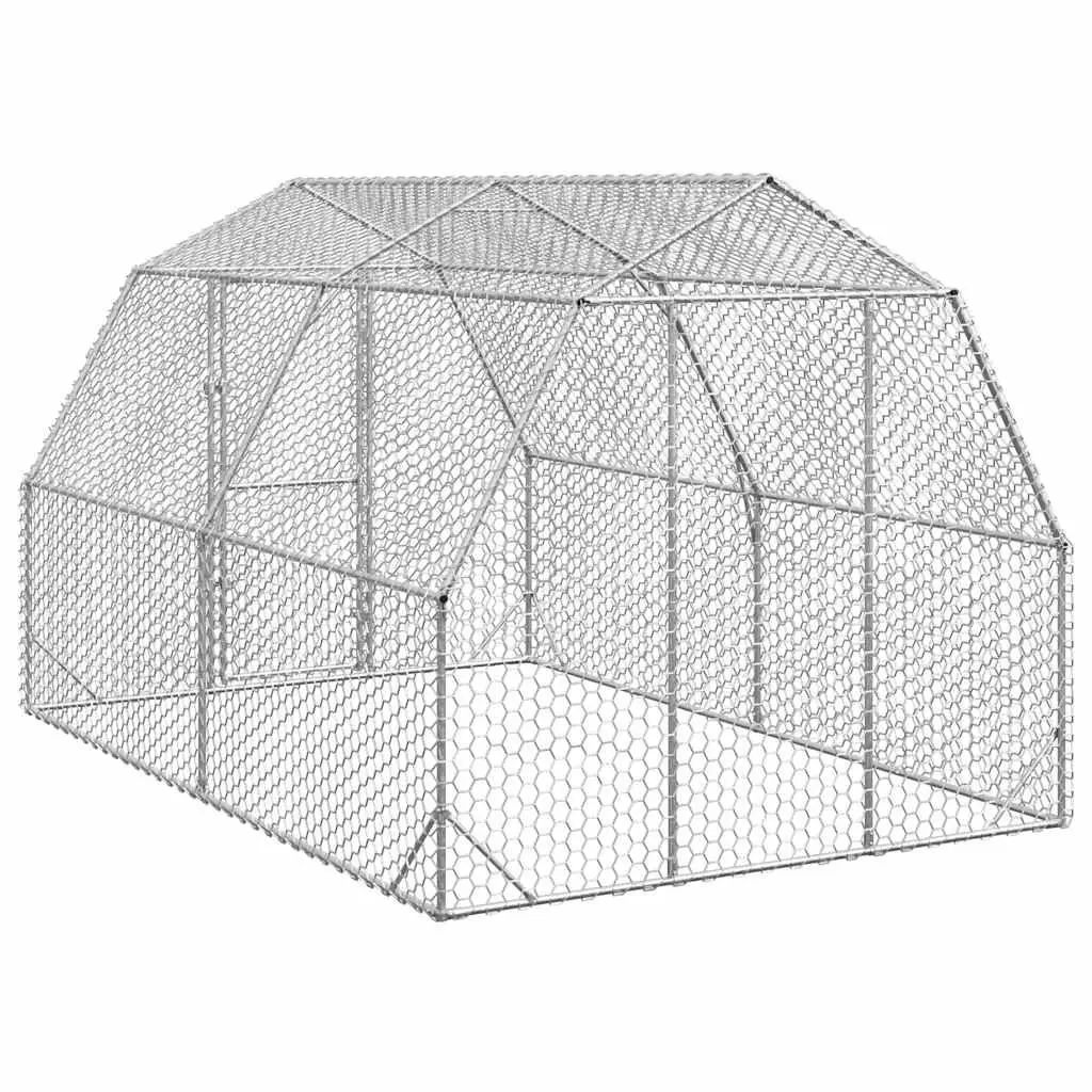Chicken Run Walk-in Enclosure Galvanised Steel Mesh 2.5x4x2.25m Silver Predator Protection