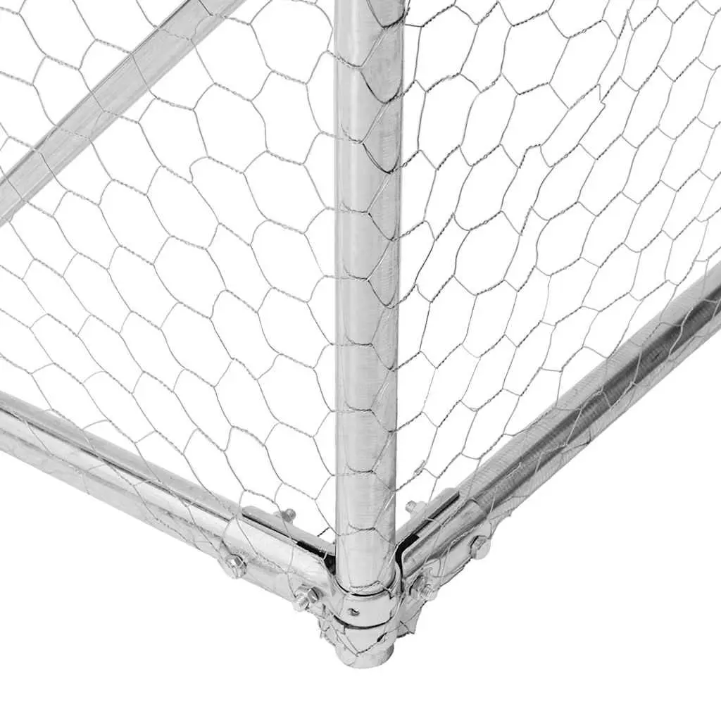 Chicken Run Walk-in Enclosure Galvanised Steel Mesh 2.5x4x2.25m Silver Predator Protection