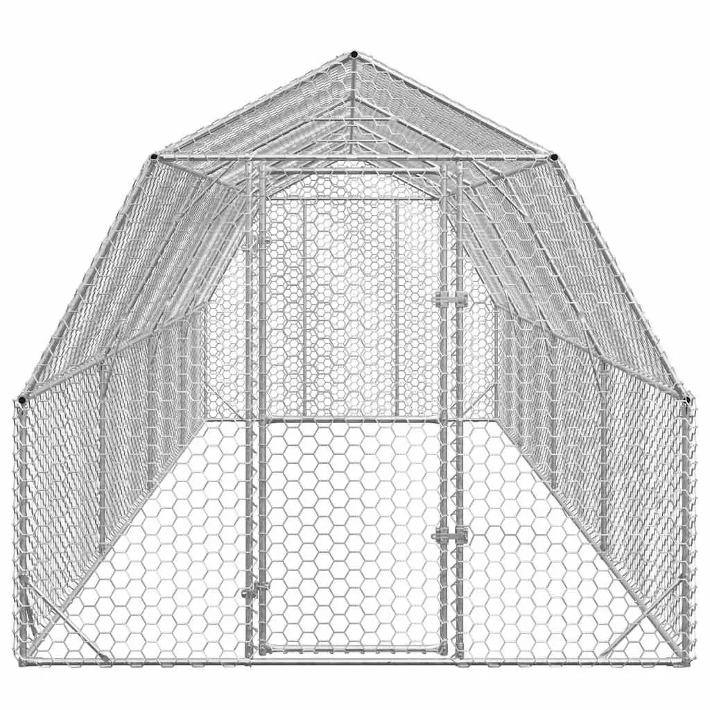 Chicken Run Walk-In Coop 2.5x8x2.25m Galvanised Steel Mesh Enclosure