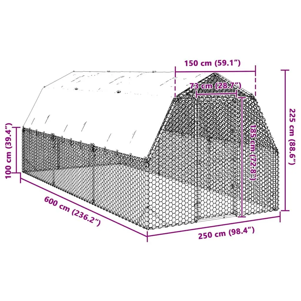 2.5x6x2.25m Chicken Run for Home Use