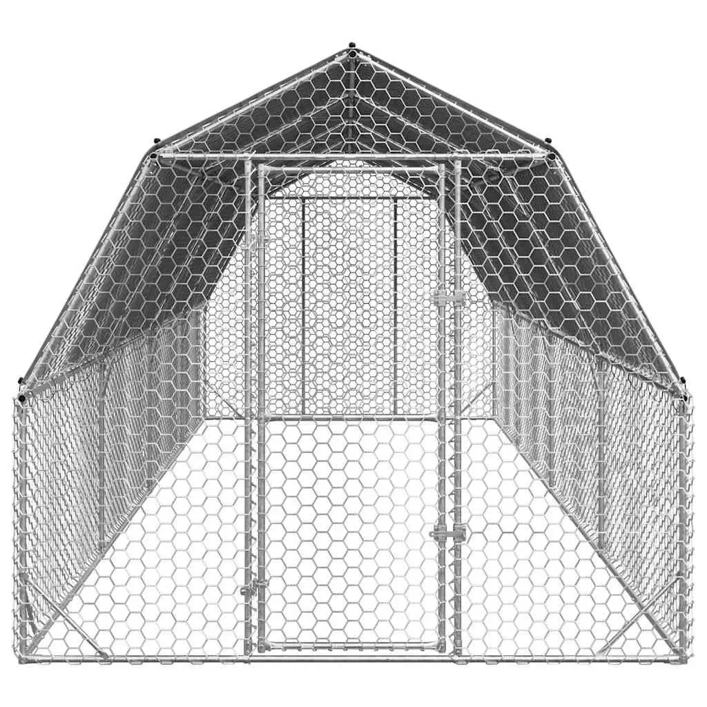Chicken Run Hexagonal Mesh Large Galvanised Steel Walk-In Coop Silver