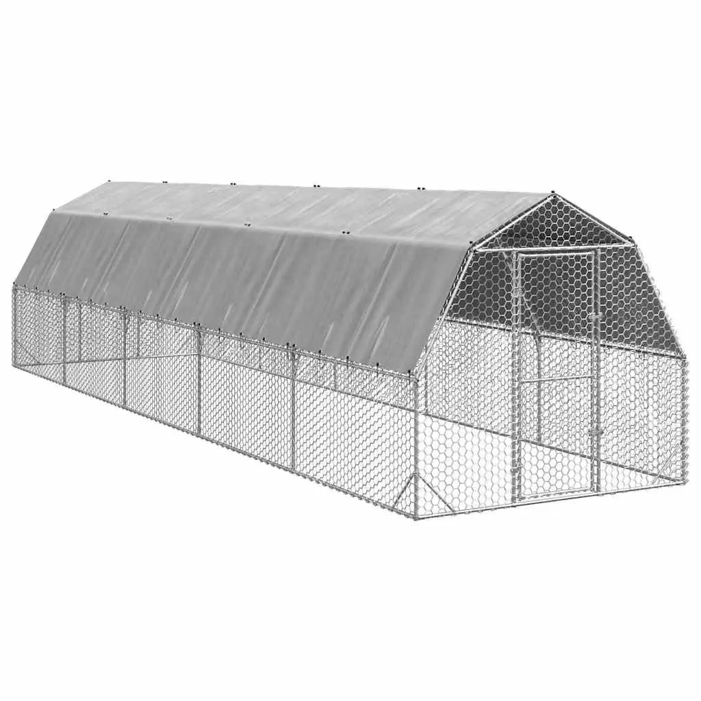 Chicken Run Galvanised Steel Frame 2.5x10x2.25m Silver