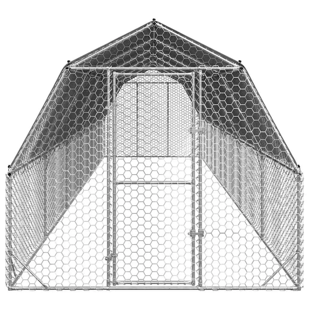 Chicken Run with Roof 2.5x12x2.25m Walk-In Coop Galvanised Steel Frame Enclosure