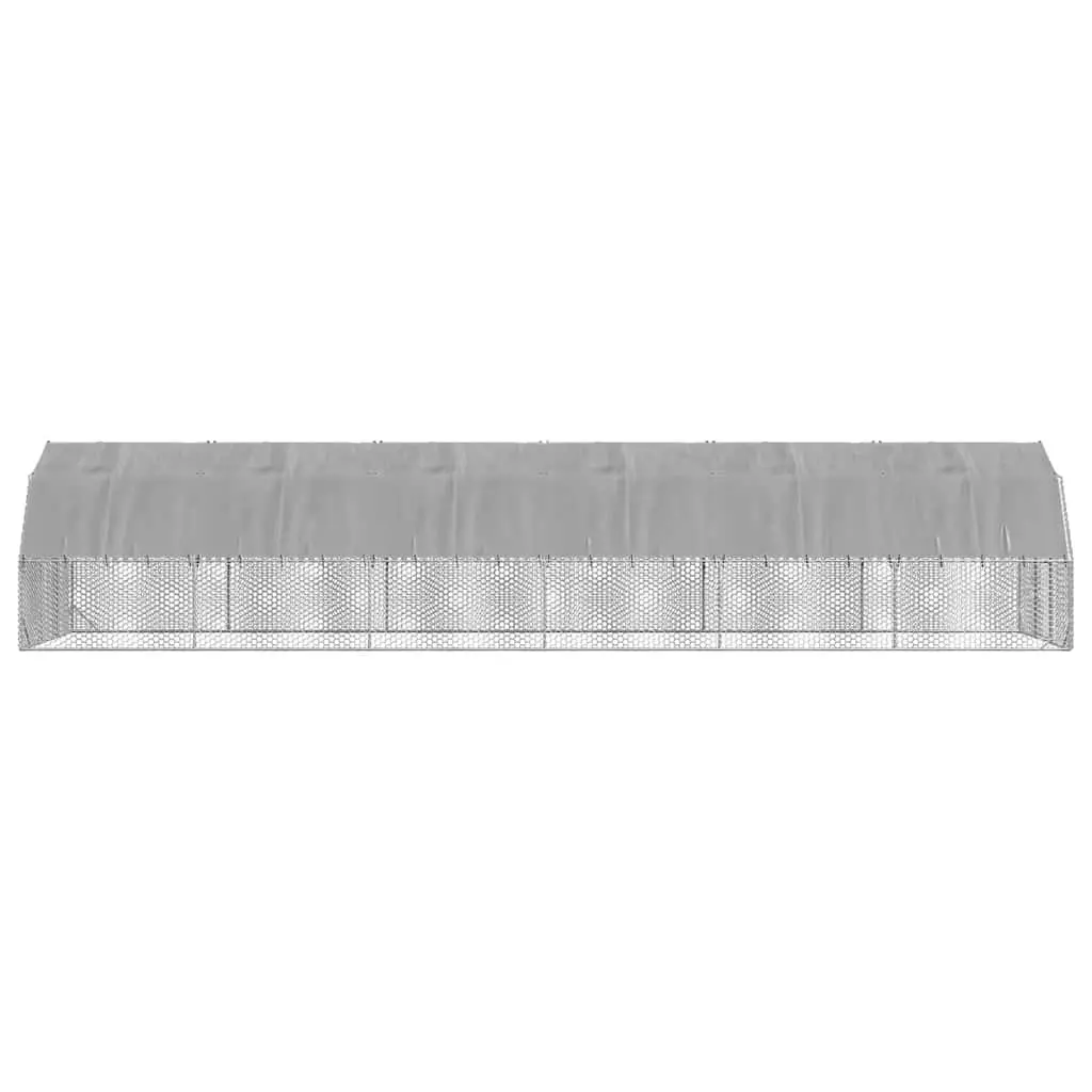 Chicken Run with Roof 2.5x12x2.25m Walk-In Coop Galvanised Steel Frame Enclosure