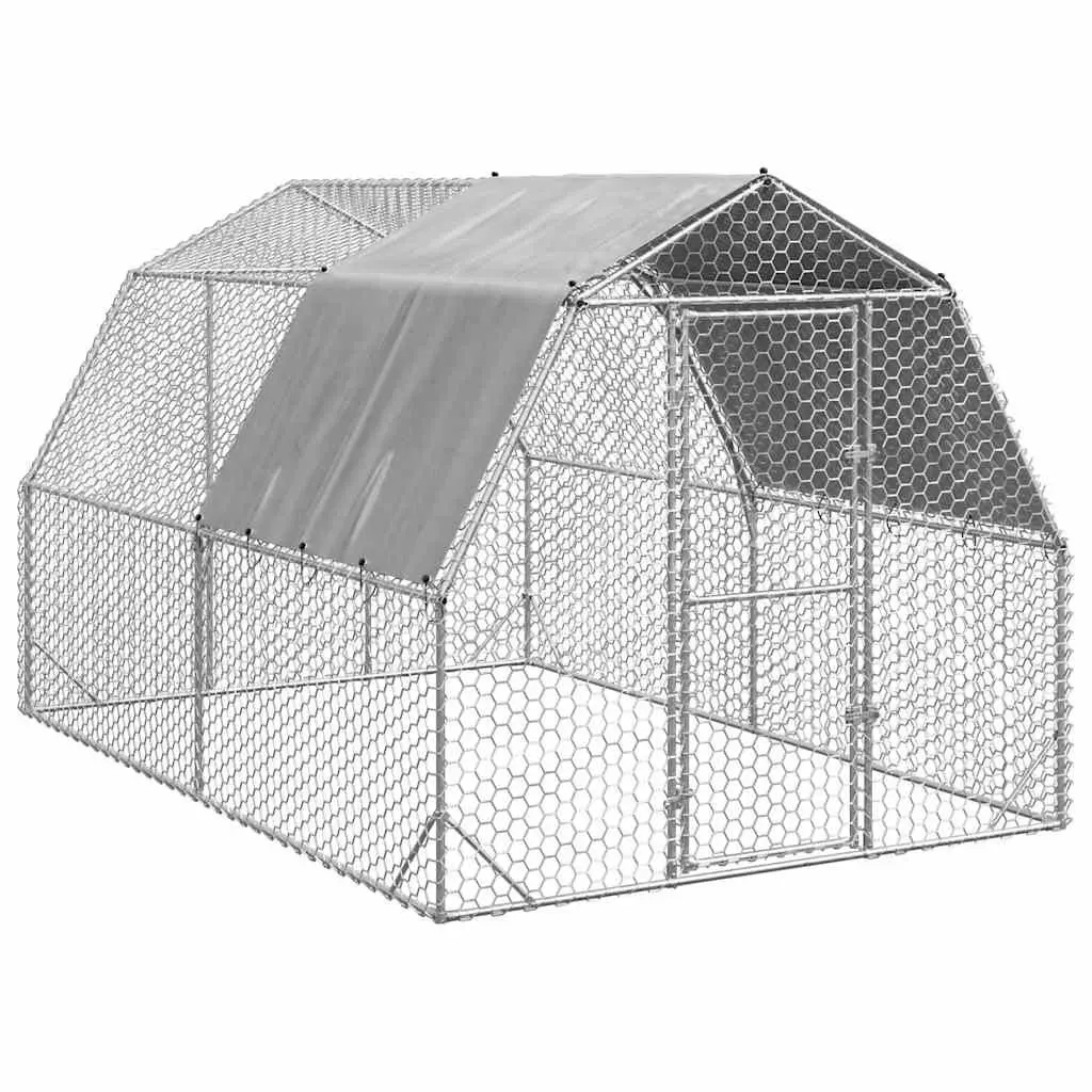 Chicken Run Walk-In Galvanised Steel 2.5x4x2.25m Silver