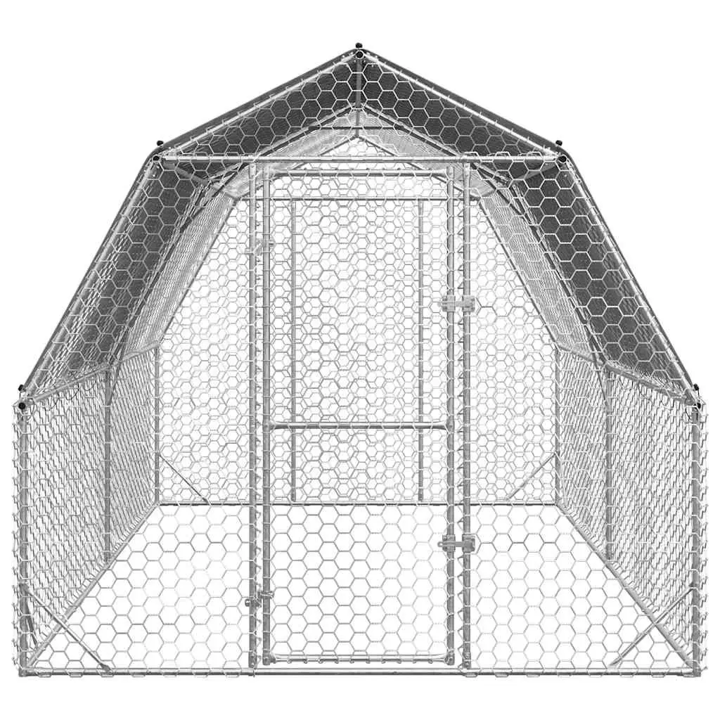 Chicken Run Walk-In Galvanised Steel 2.5x4x2.25m Silver
