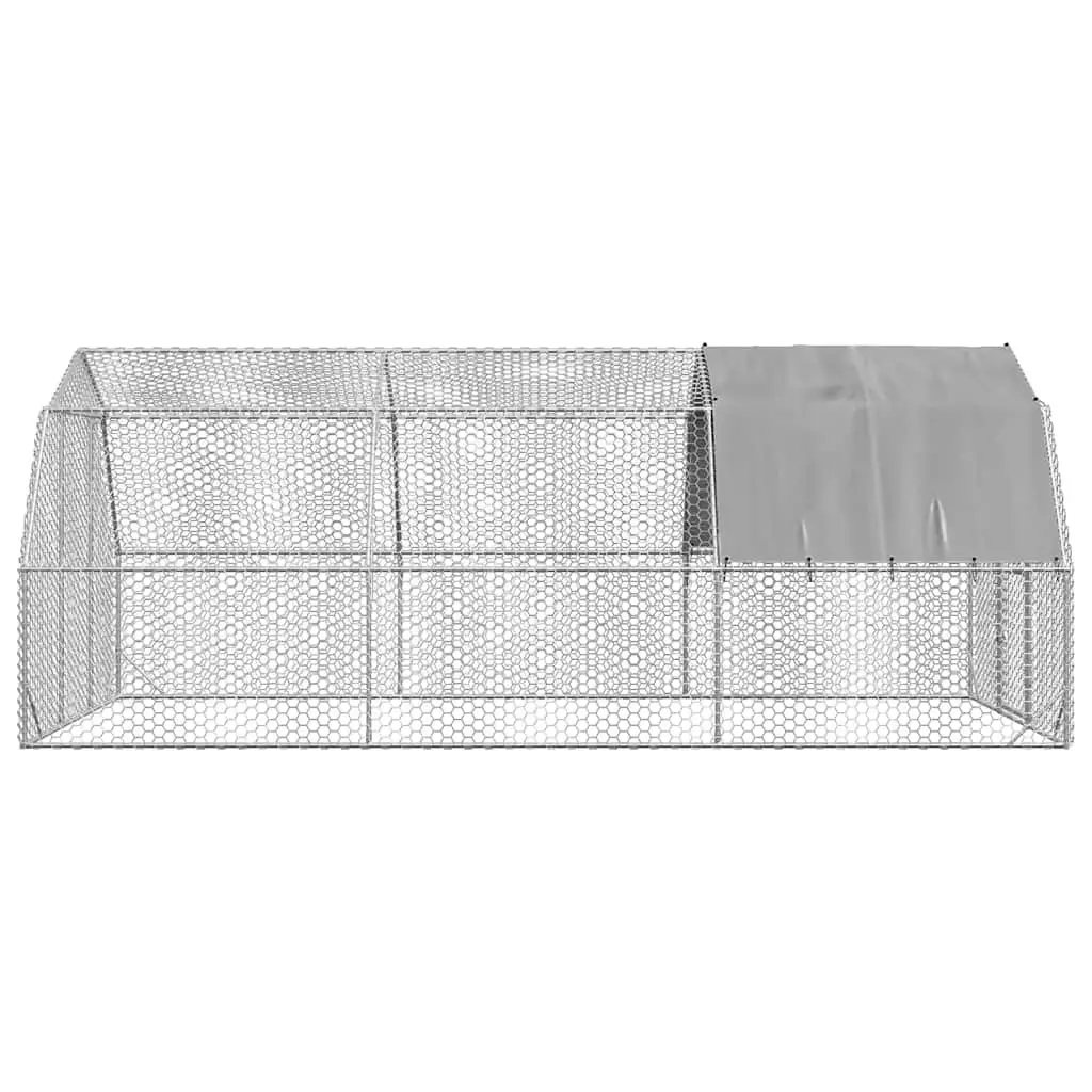 Walk-In Coop Chicken Run Galvanised Steel Frame Hexagonal Mesh Water-Resistant Roof Silver 2.5x6x2.25m