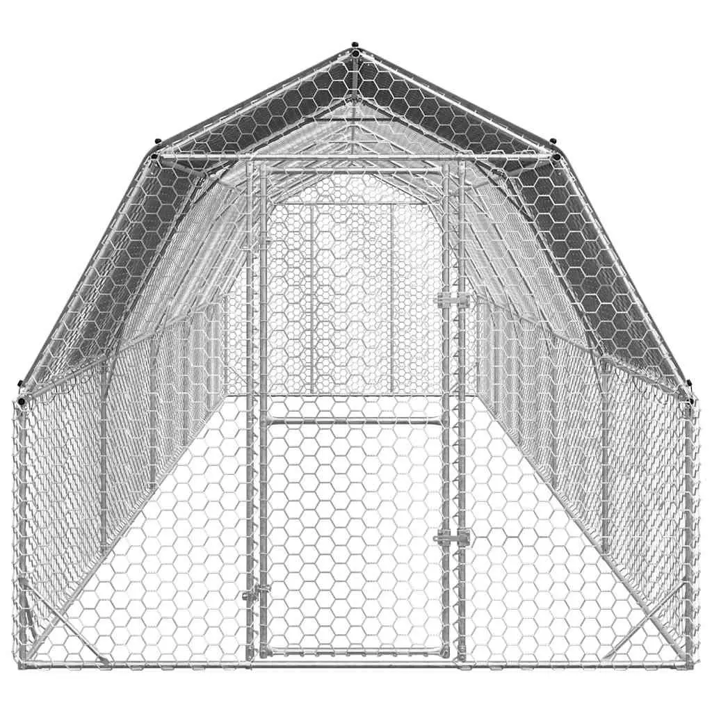 Chicken Run Galvanised Steel Mesh Enclosure 2.5x10x2.25m Silver