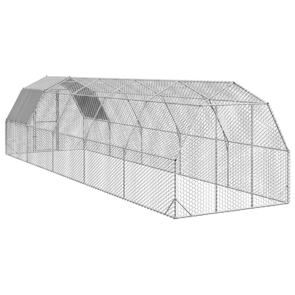 Chicken Run Galvanised Steel Mesh Enclosure 2.5x10x2.25m Silver