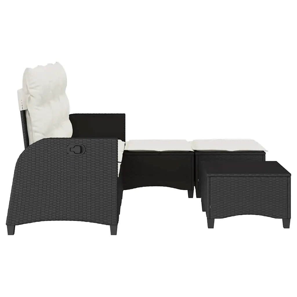 L-Shaped Garden Sofa Set 3 Piece Outdoor Furniture with Cushions Black
