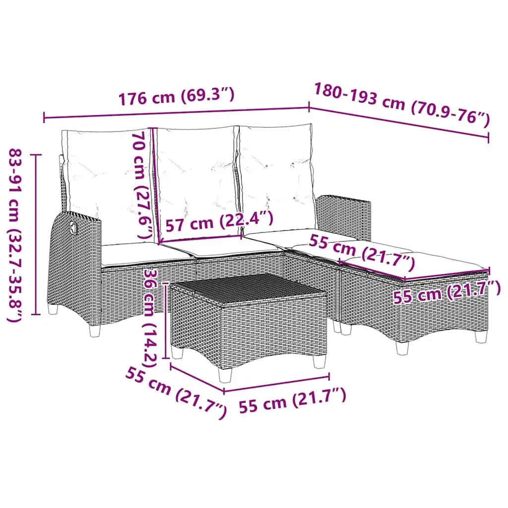 L-Shaped Garden Sofa Set for Outdoor Comfort