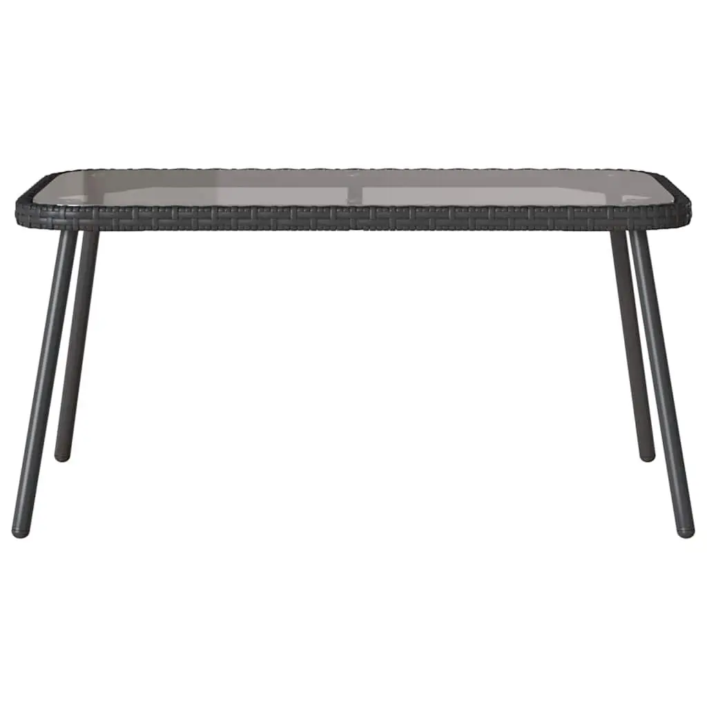 Garden Dining Set Outdoor Furniture Black Poly Rattan Table Bench with Cushions