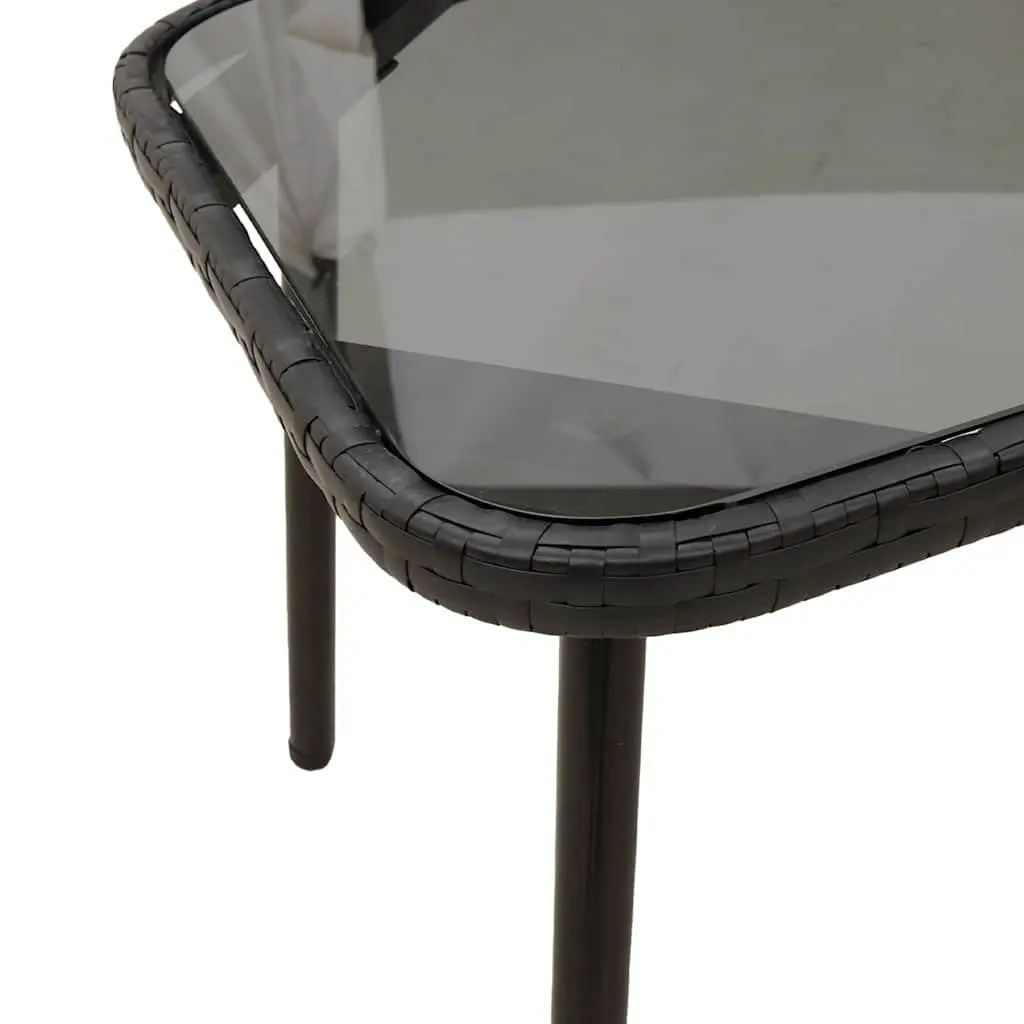 Garden Dining Set Outdoor Furniture Black Poly Rattan Table Bench with Cushions