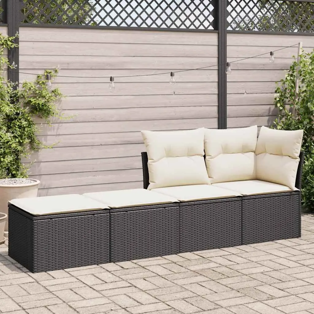 Black Rattan Sofa Set for Outdoor Use