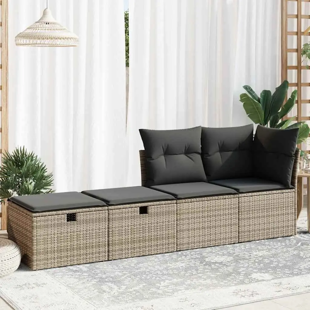 Garden Sofa Set PE Rattan Modular 2 Piece Outdoor Furniture with Cushions Storage Grey